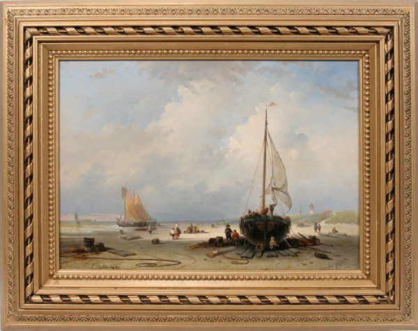ANDREAS SCHELFHOUT OIL DUTCH COASTAL SCENE