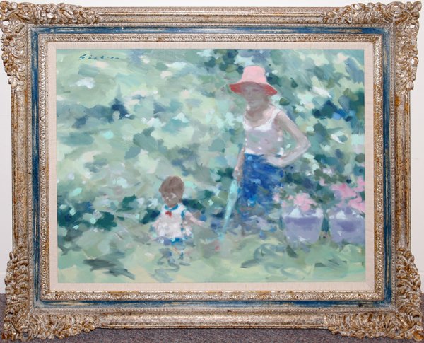 ANDRE GISSON OIL DEPICTS MOTHER AND CHILD