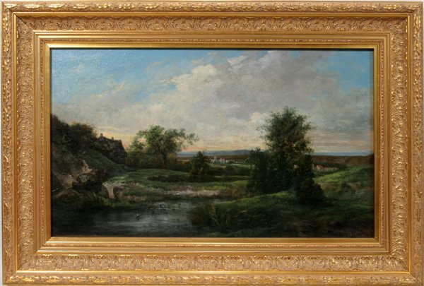 CHARLES F. DAUBIGNY OIL "PAYSAGE A AUVERS"