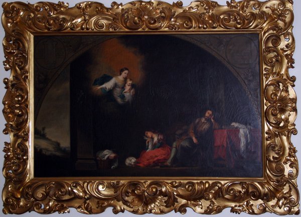 OLD MASTER OIL MAN, WOMAN W/VISION OF MADONNA