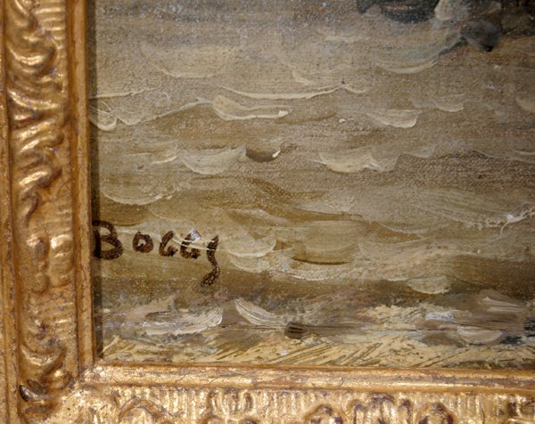 FRANK MYERS BOGGS OIL ON CANVAS, HARBOR SCENE - 2