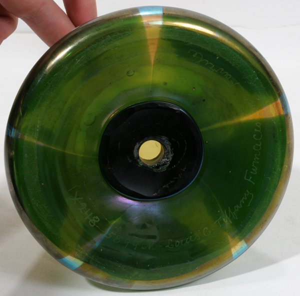 TIFFANY ART GLASS STICK NECK VASE, H 18" - 2
