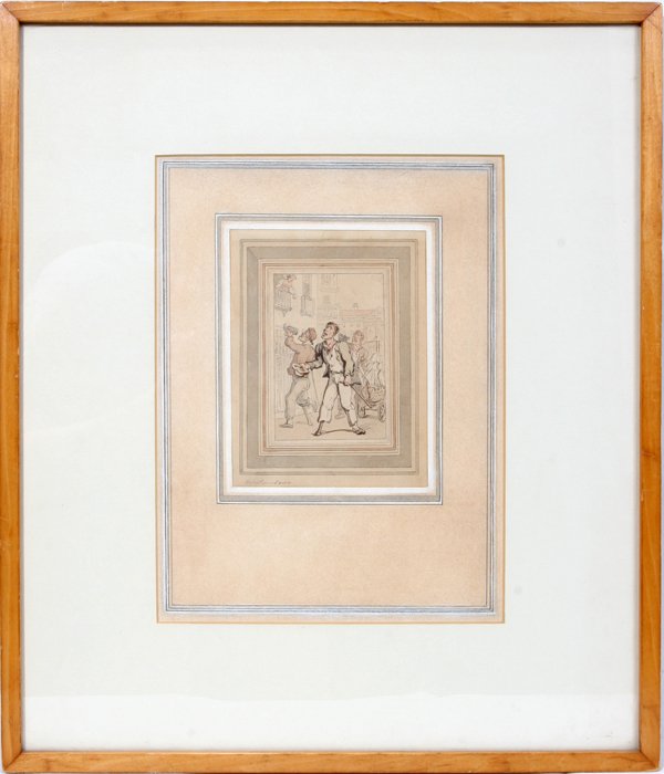 THOMAS ROWLANDSON WATERCOLOR STREET SCENE