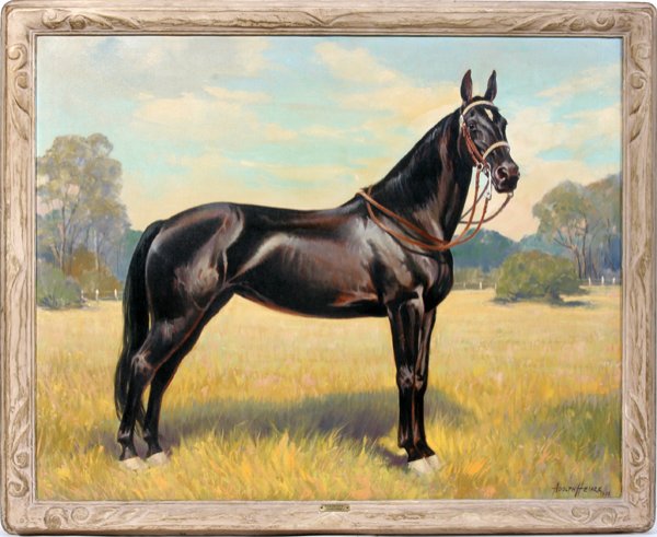 ADOLPH HEINZE OIL THE HORSE "BLACK OUT"