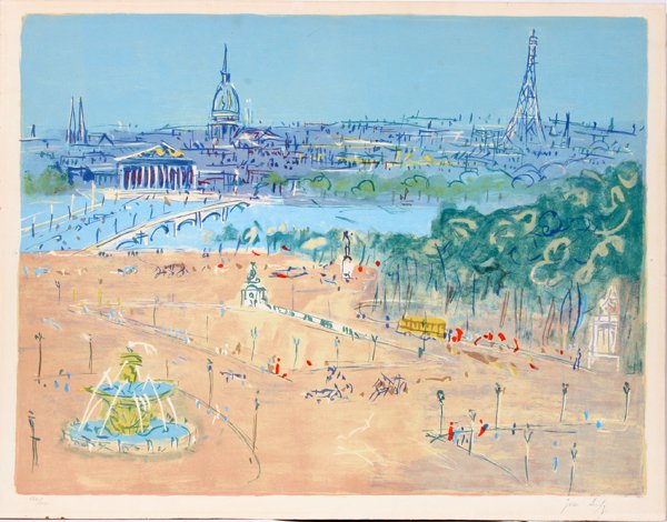 JEAN DUFY COLOR LITHO "PLACE DE LA CONCORDE"