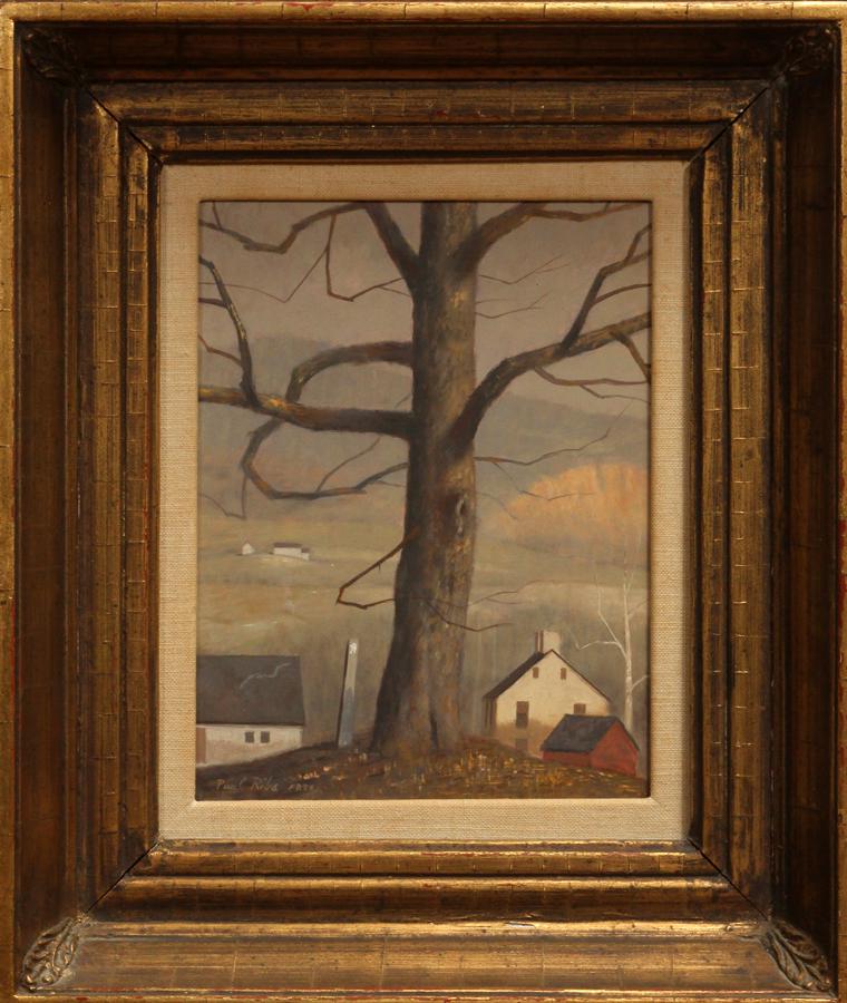 PAUL RIBA SURREAL OIL ON BOARD, H 8.5", W 6.5" (1 of 3)