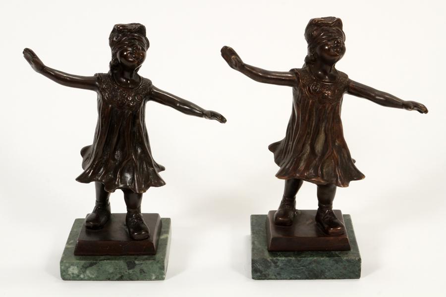 BRONZE BOOKENDS, PR. H 8.5" W 6.75" (1 of 3)