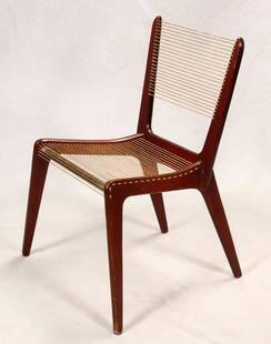 JACQUES GUILLON CORD CHAIR, H 32", W 24": JACQUES GUILLON CORD CHAIR, H 32", W 24" Nylon cord seat and back