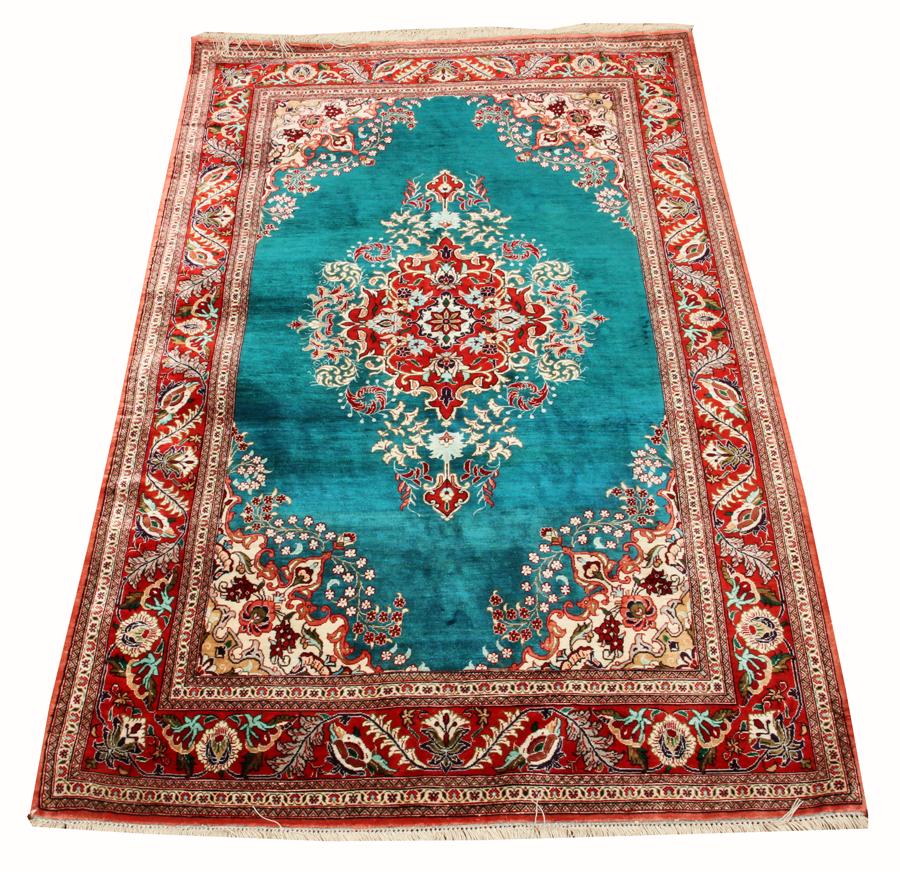 PERSIAN ALL SILK ORIENTAL RUG, C. 1960-1980 (1 of 4)