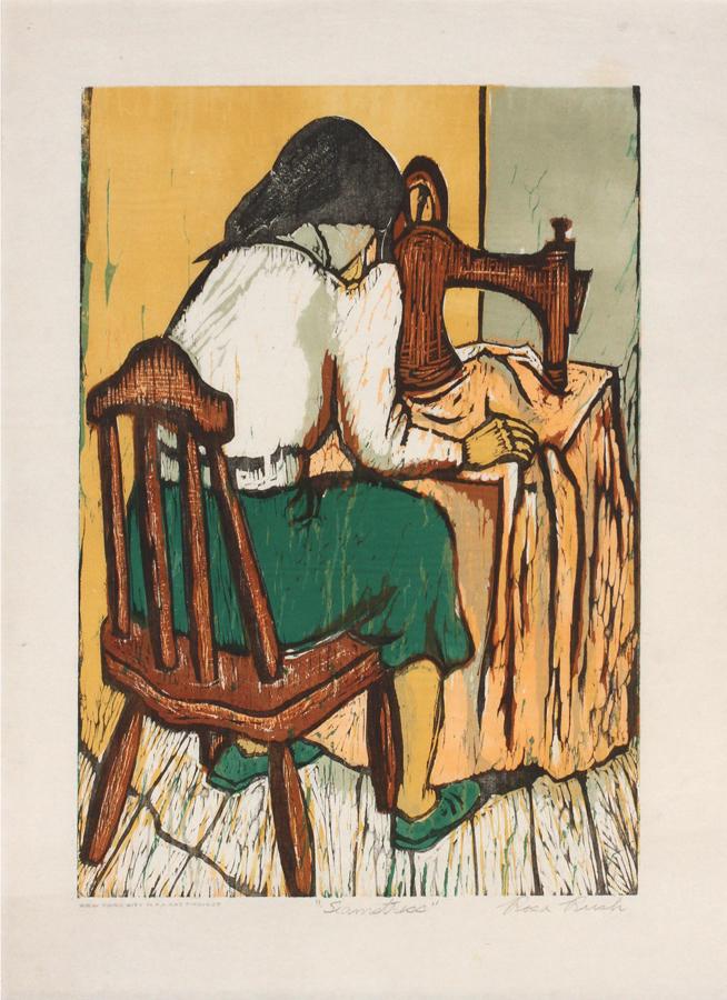 ROSA RUSH, COLORED LITHOGRAPH, SEAMSTRESS (1 of 6)