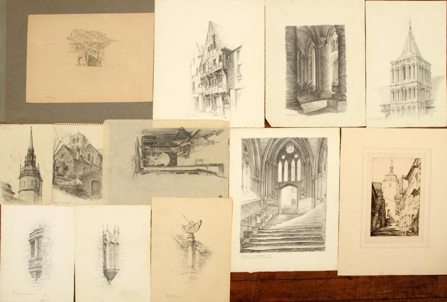 20TH C. PRINTS & PENCIL DRAWINGS, IN PORTFOLIO (1 of 20)