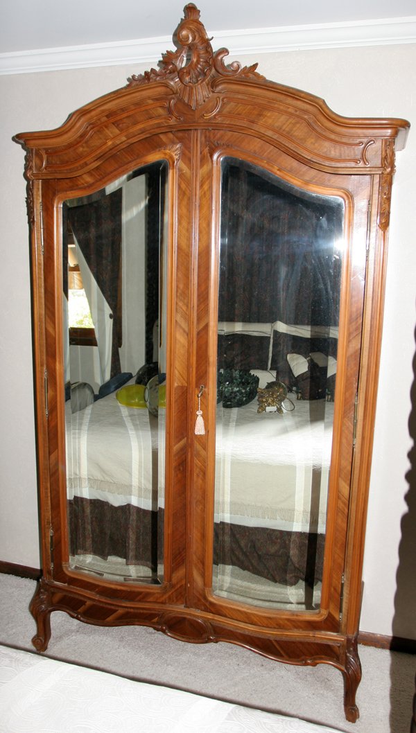 FRENCH CARVED WALNUT ARMOIRE 19TH C. H 96"