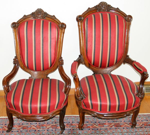 VICTORIAN CARVED ROSEWOOD PARLOR CHAIRS 19THC