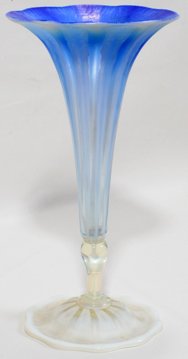 LC TIFFANY PASTEL FAVRILE GLASS TRUMPET VASE - 5