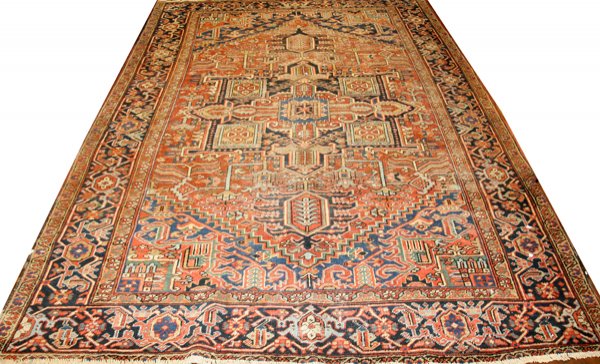 HERIZ PERSIAN RUG, ANTIQUE, 10' 5" X 7' 5"