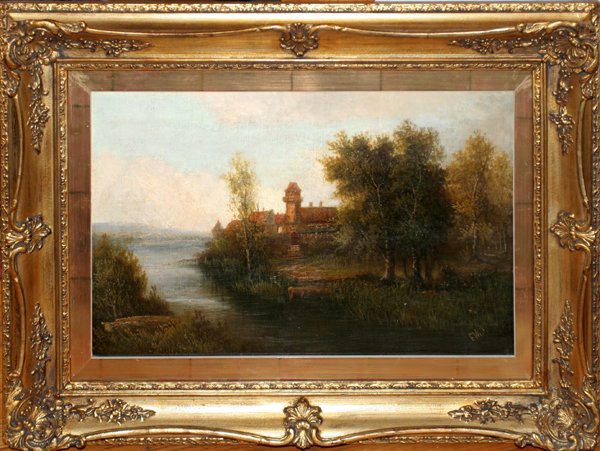 FREDERICK WALK OIL COTTAGE ON A LAKE