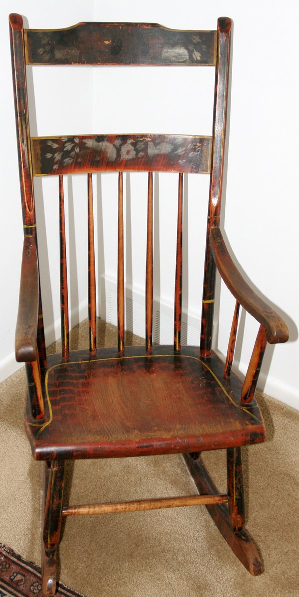 PAINTED WOOD ROCKING CHAIR, LATE 19TH CENTURY