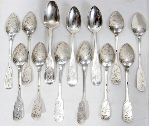 RUSSIAN SILVER TEASPOON, D. TVERSKOY & SPOONS