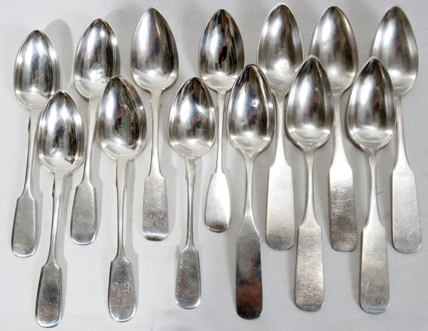 RUSSIAN SILVER SPOONS, 19TH-20TH CENTURY, 13
