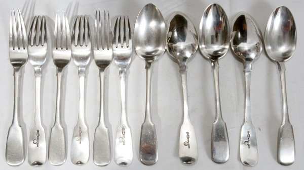 RUSSIAN SILVER FORKS & SPOONS, P. OVCHINNIKOV