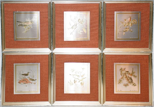 REED &BARTON DAMASCENE SILVER PLAQUES, SIX