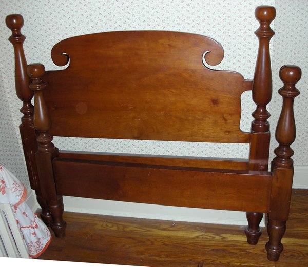CHERRY CANON BALL TWIN BEDS, PAIR, H 42"