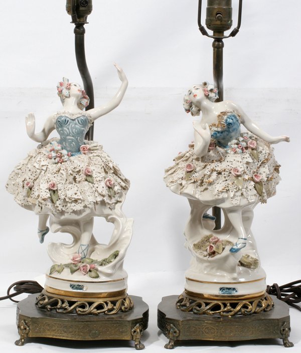 CORDEY POTTERY BALLERINA FIGURAL LAMPS H 27"