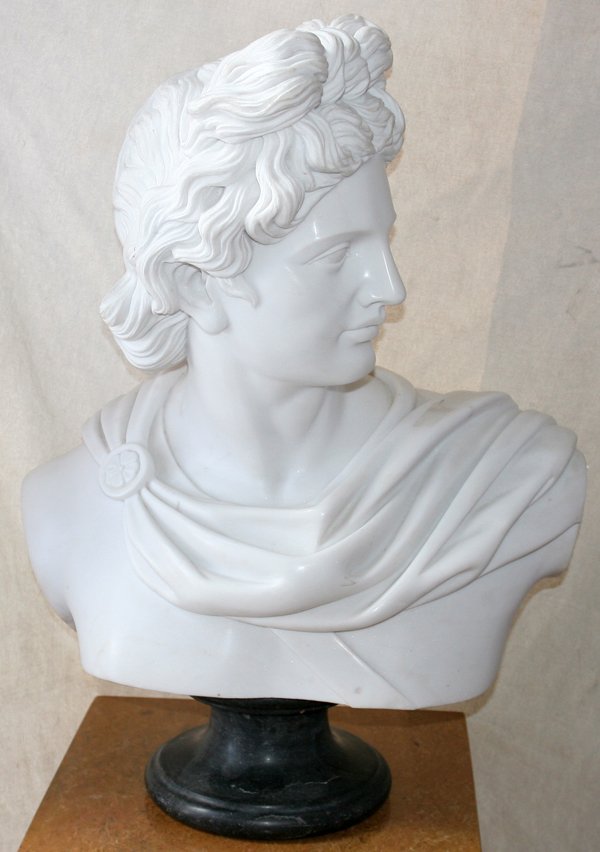 AFTER THE GREEK OR ROMAN WHITE MARBLE BUST