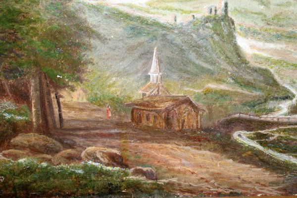 AMERICAN OIL MOUNTAIN LANDSCAPE WITH CHURCH - 2
