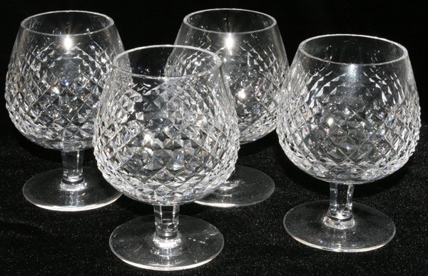 WATERFORD CRYSTAL BRANDY GLASSES 4, H 5 1/4"