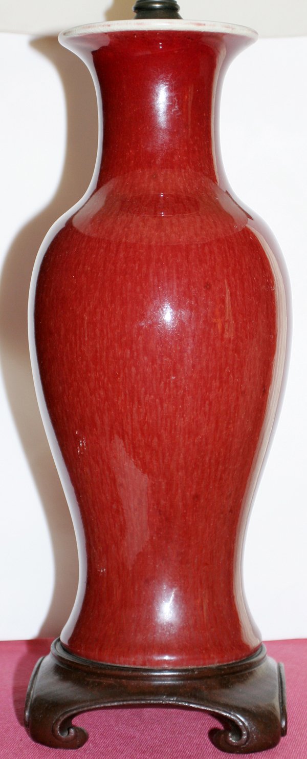CHINESE SANG DE BOEUF PORCELAIN VASE, H 12"