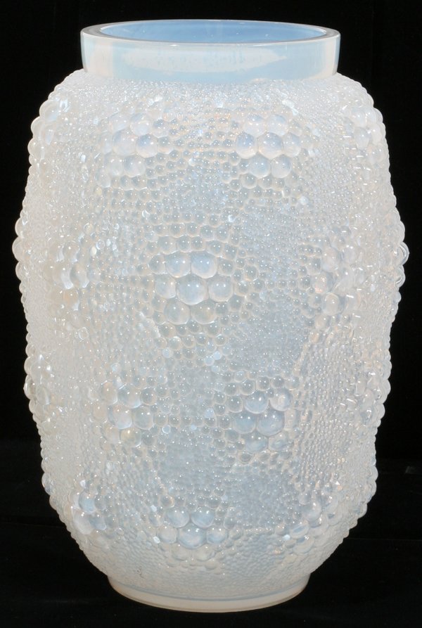 LALIQUE 'DAVOS' OPALESCENT CRYSTAL VASE H 10"