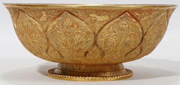 CHINESE GILT BRONZE BOWL H 2 1/4", DIA 5 1/4"