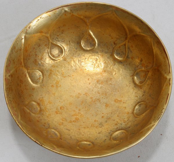 CHINESE GILT BRONZE BOWL H 2 1/4", DIA 5 1/4" - 2