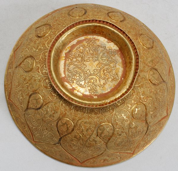 CHINESE GILT BRONZE BOWL H 2 1/4", DIA 5 1/4" - 3