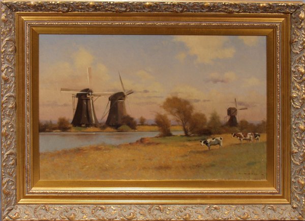BIBLIONI OIL ON CANVAS HOLLAND LANDSCAPE