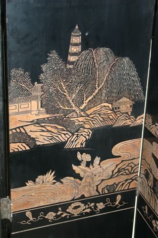 JAPANESE LACQUER EIGHT-PANEL SCREEN, H 8' - 5