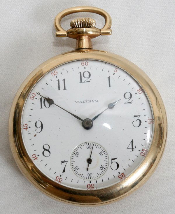 092461 WALTHAM 10KT POCKET WATCH, KEYSTONE CASE