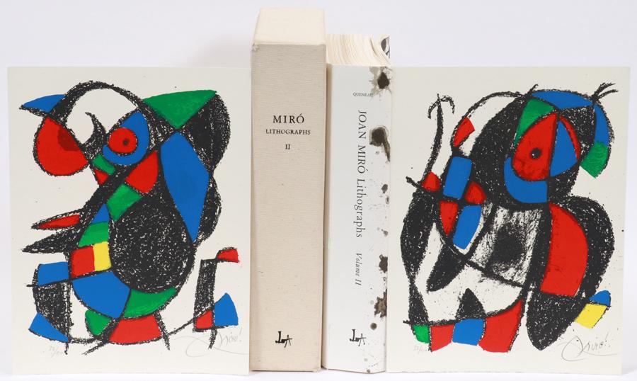 JOAN MIRO LITHOGRAPHS: VOLUME II, DELUXE EDITION: JOAN MIRO LITHOGRAPHS: VOLUME II, DELUXE EDITION, LEON AMIEL PUBLISHER, NEW YORK, 1975, H 14.25", W 3", D 10.75", 32/150 Joan Miro Lithographs: Volume II. Preface by Raymond Queneau, published by Leon
