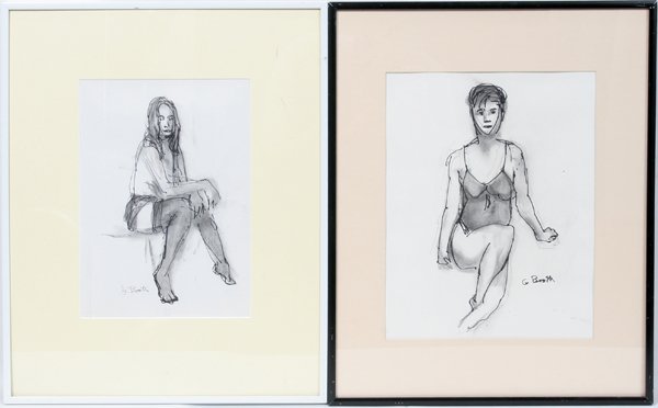GEORGE BOOTH B 1930 CHARCOAL & PEN DRAWINGS