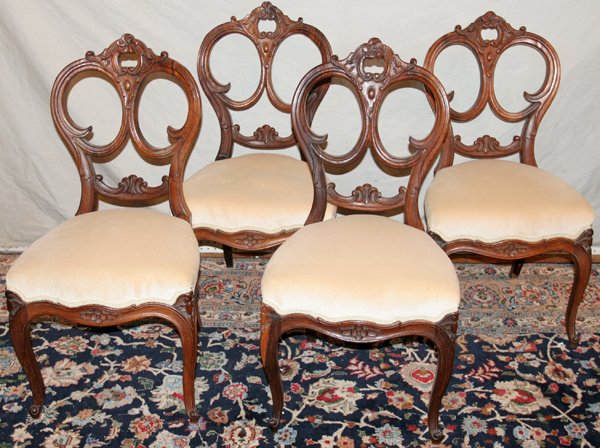 MAHOGANY VICTORIAN SIDE CHAIRS, SET OF FOUR