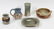 SIGNED ART POTTERY TABLEWARE, 5 PCS, H 2"-6"