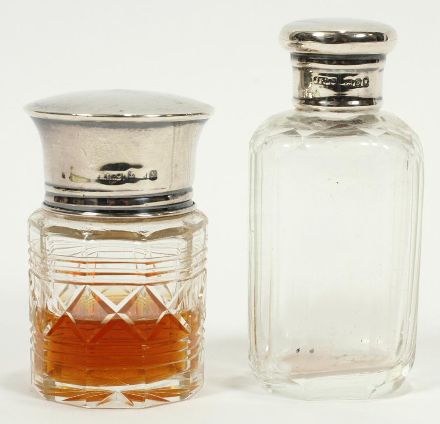 STERLING AND CRYSTAL COLOGNE FLASKS 2 PCS. (1 of 3)