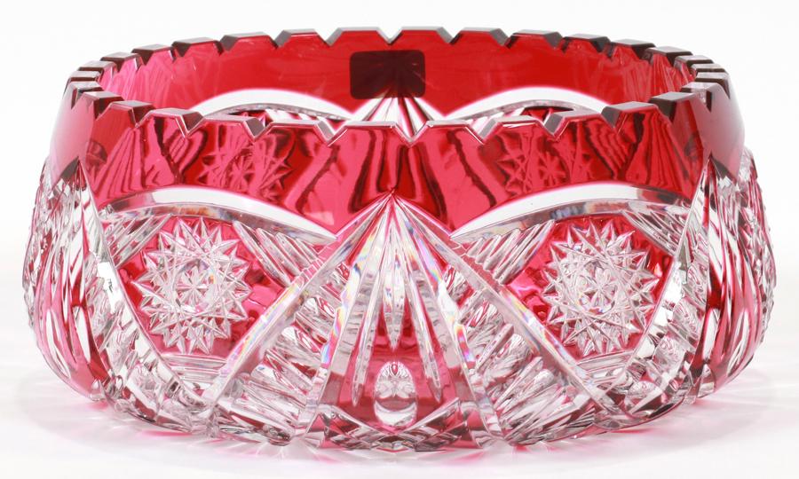 LAUSITZER (GERMAN) CUT CRYSTAL BOWL, H 4", DIA 8" (1 of 3)