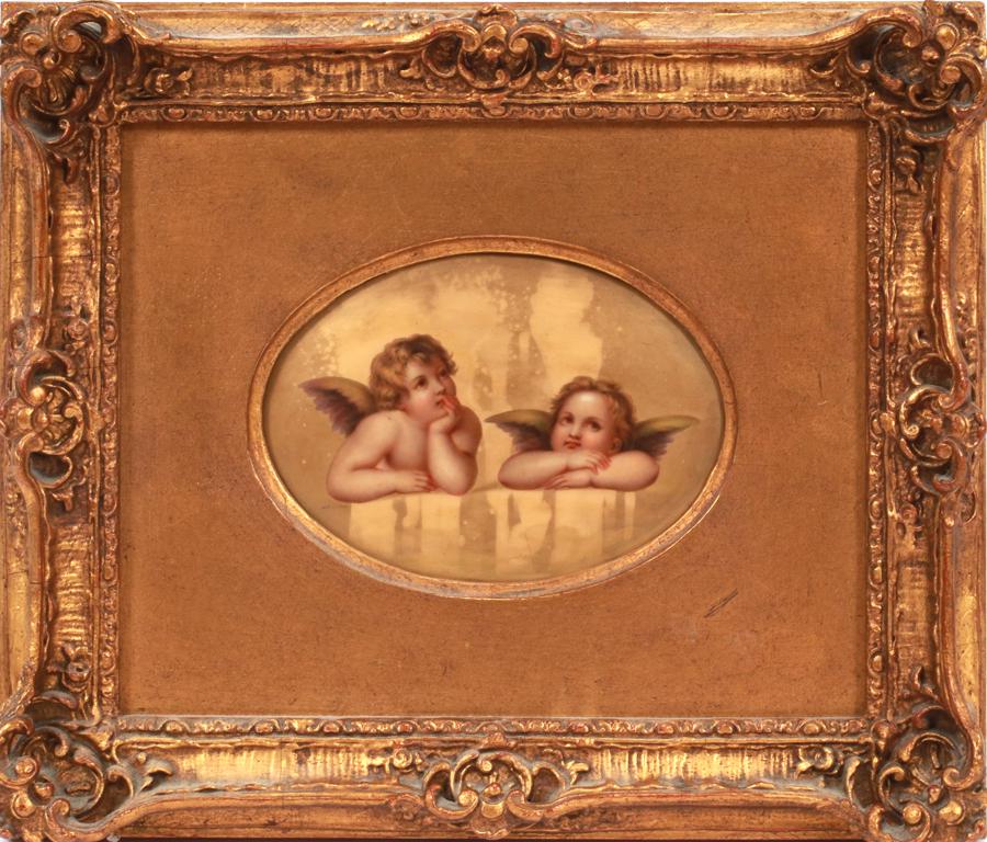 OIL & GOLD LEAF ON PORCELAIN PLAQUE (1 of 3)