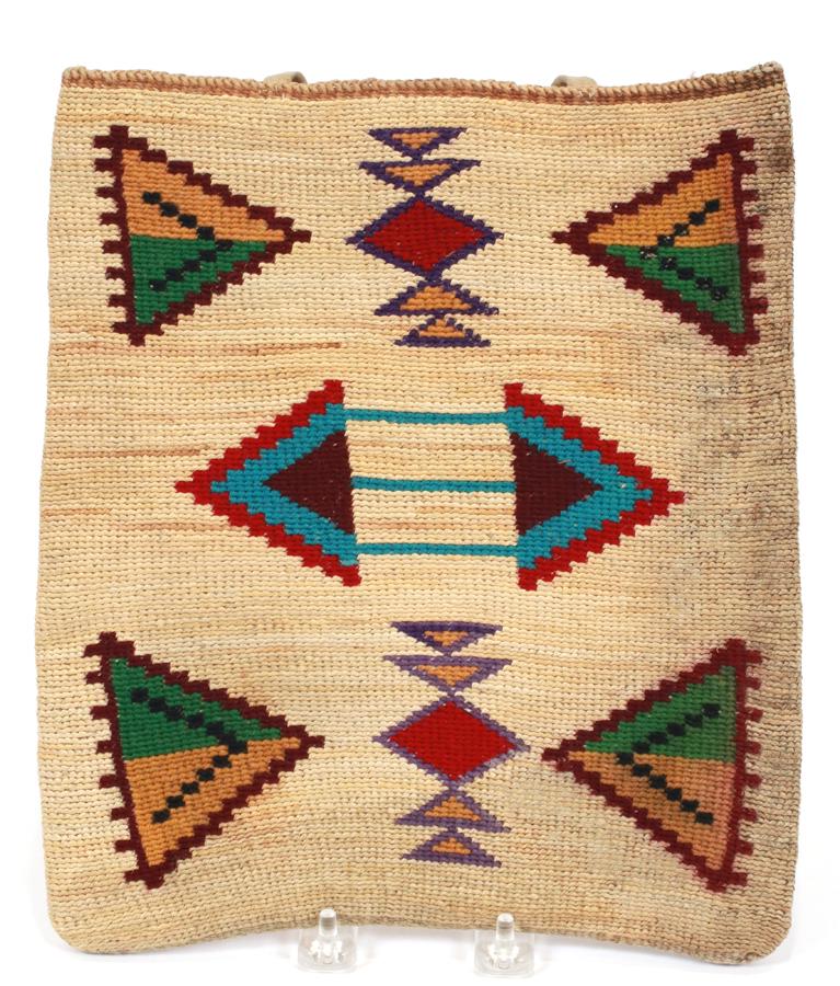 NEZ PERCE CORN HUSK BAG C. 1900 H 11" W 10" (1 of 3)