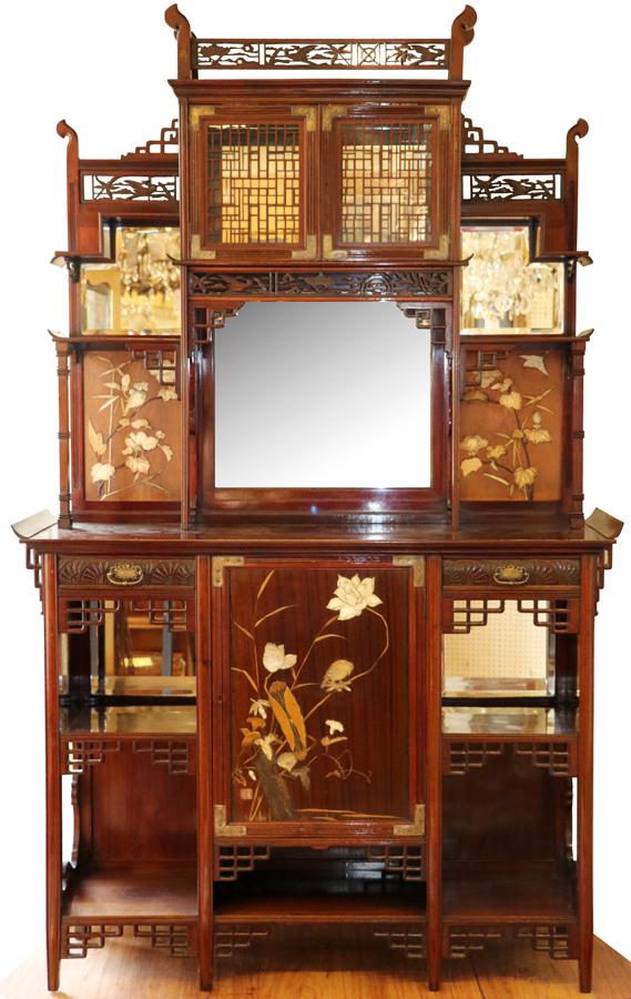 JAPANESE TEAKWOOD AND MAHOGANY ETAGERE CIRCA 1900 (1 of 6)