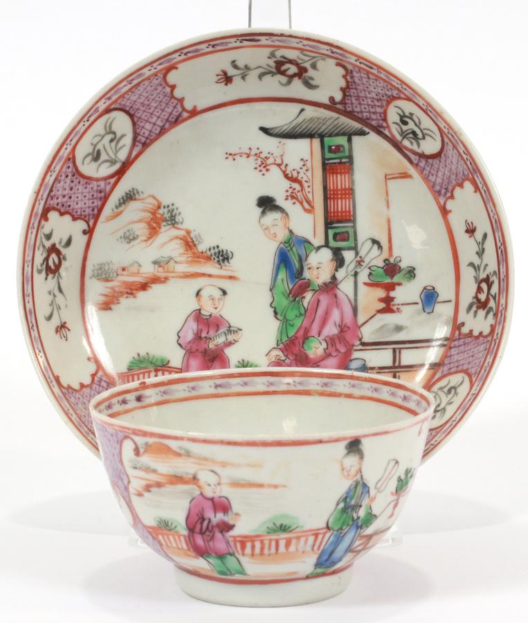 CHINESE EXPORT PORCELAIN TEA CUP AND SAUCER (1 of 6)