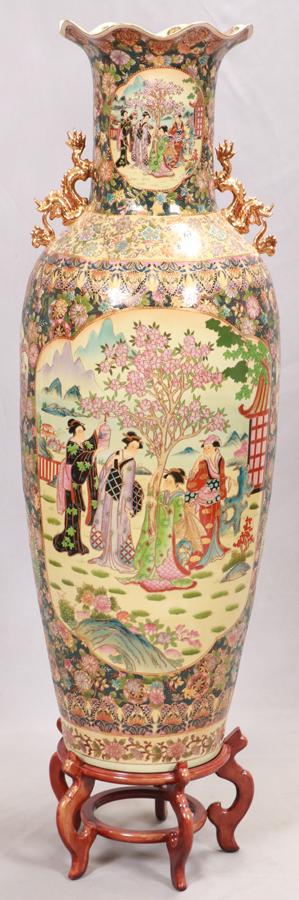 CHINESE SATSUMA PALACE VASE, H 49", DIA 18" (1 of 4)