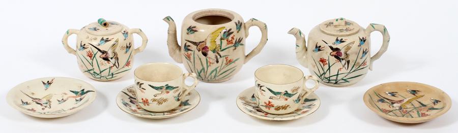 JAPANESE SATSUMA FLYING BIRDS TEAWARE 19TH.C. (1 of 2)